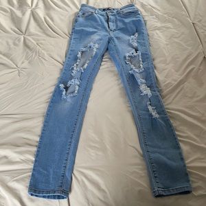 Fashion nova high waisted distressed jeans